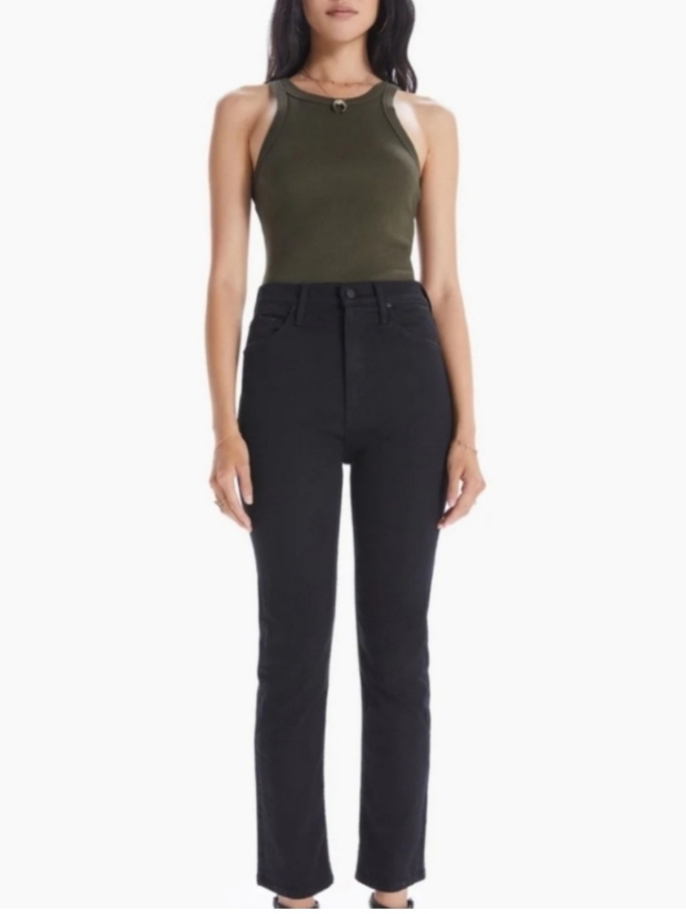 MOTHER NWT High Waist Rider Ankle Jeans Not Guilty Black Denim Women’s Size 27